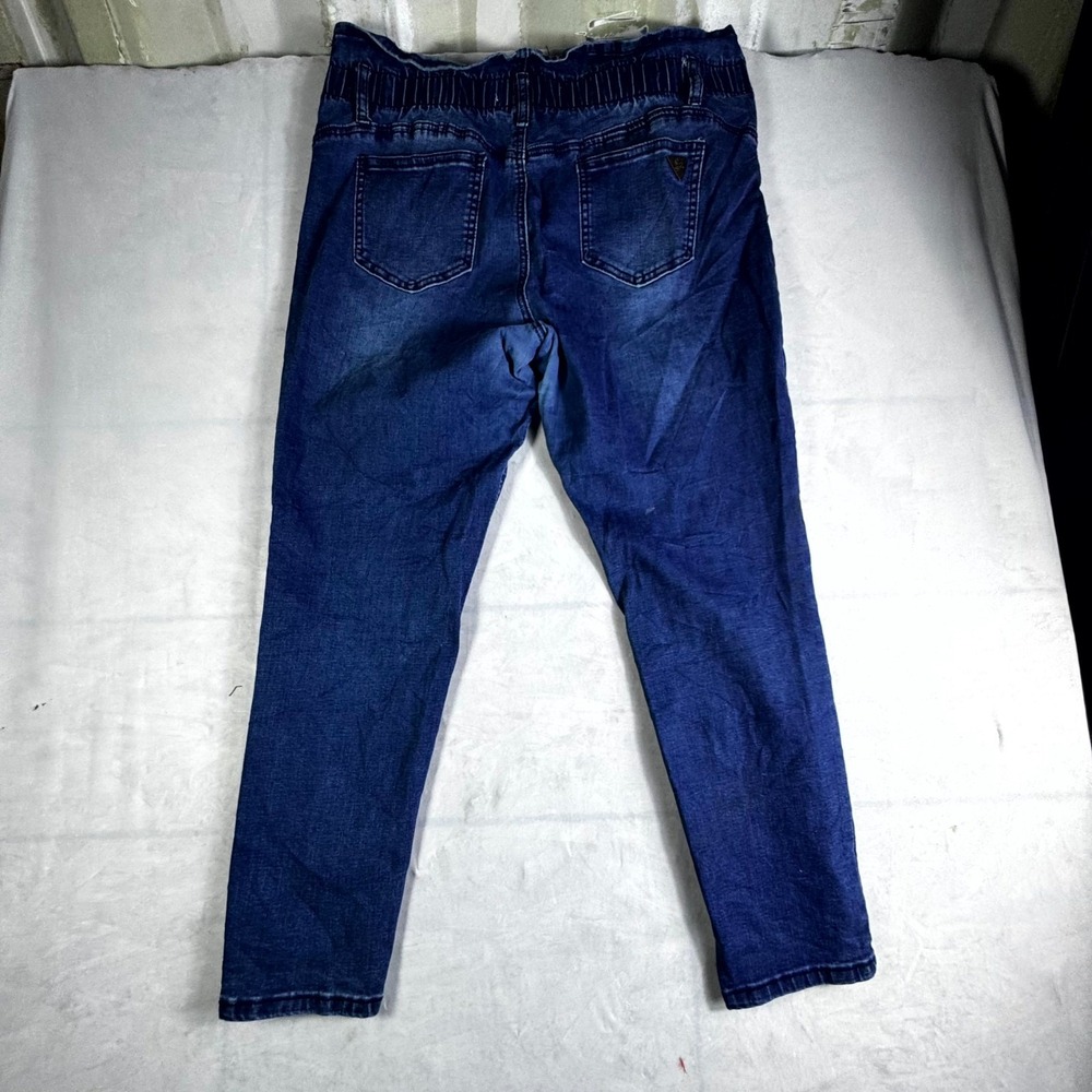 Celebrity Pink Skinny Jeans Womens 15x16 Blue Denim Paperbag Waist Button Fly